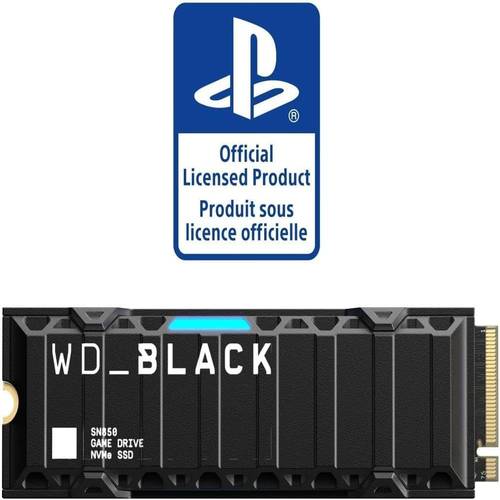 تخزين WD_BLACK 1TB SN850 NVMe SSD for PS5 Consoles Solid State Drive with Heatsink - Gen4 PCIe, M.2 2280, Up to 7,000 MB/s 
