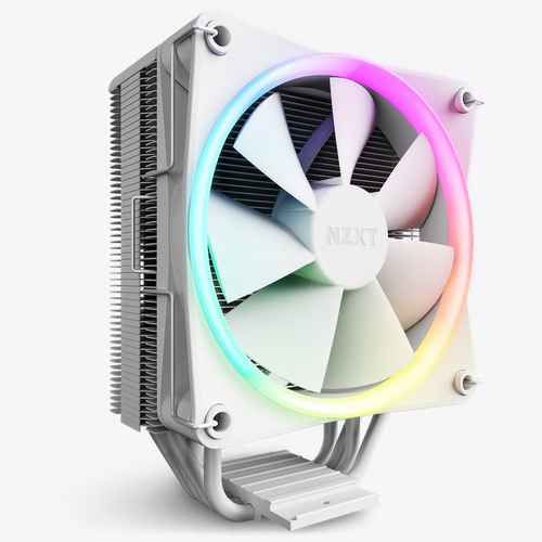 مبرد معالج NZXT T120 RGB CPU Air Cooler - RC-TR120-W1 - CPU Liquid Cooler - Conductive Copper Pipes - Fluid Dynamic Bearings - AMD and Intel Compatibility - White 