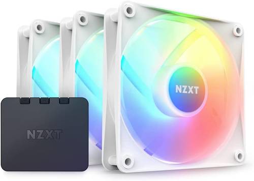 مراوح حزمة NZXT F120 RGB Core Triple Pack - 3 x 120mm Hub-Mounted RGB Fans with RGB Controller - 8 Individually-Addressable LEDs - Semi-Translucent Blades - High Static Pressure & Airflow - CAM Software - White 
