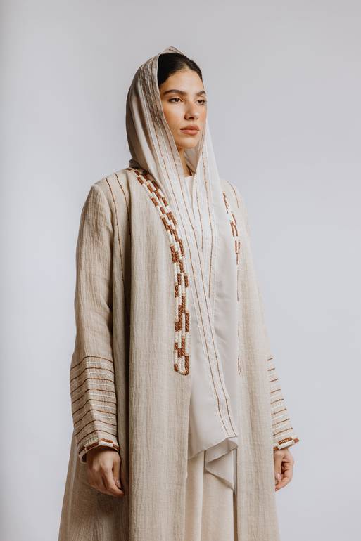 Linen abaya with embroidery
