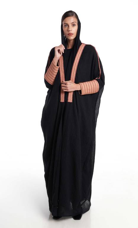 Bisht Abaya with Details on Sleeve and Collar