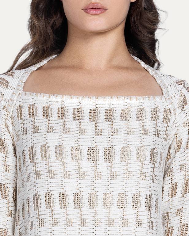 Shinny white crochet with embroidery