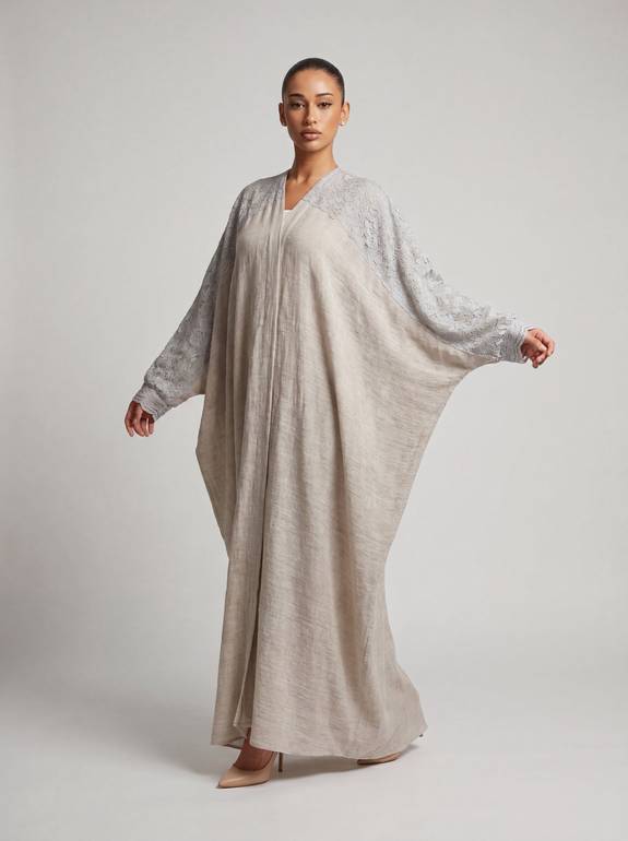 Baig bisht abaya with light blue lace on top