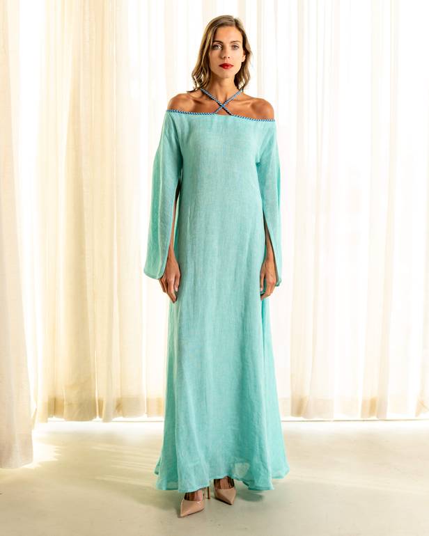 Linen Off Shoulder Dress