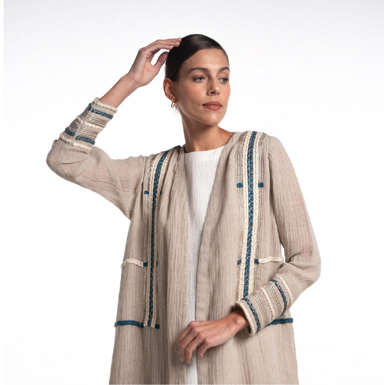 Beaded Embroidery on Sleeves Abaya 