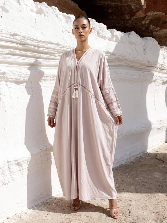 Dusty Rose with Embroidered Trim and Tassel