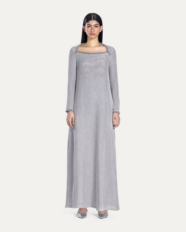 Shinny grey crochet with embroidery