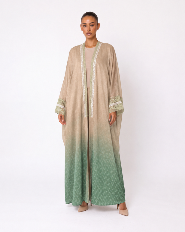 Amber bisht abaya with lace details 