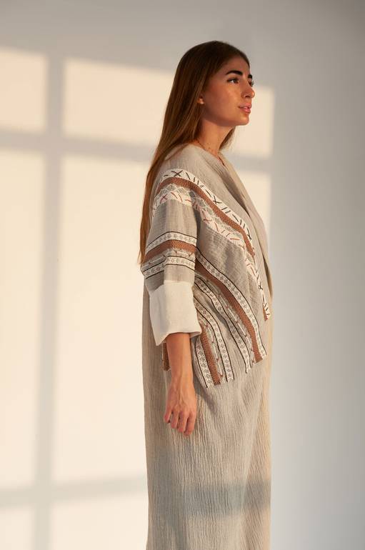 Bisht Abaya with Bohemian Embroidery 