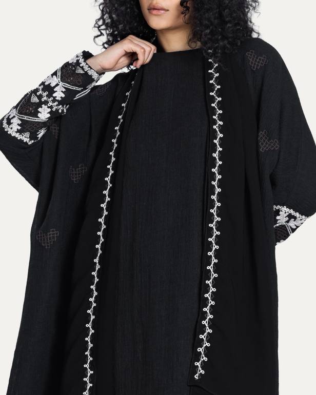 linen embroidery abaya
