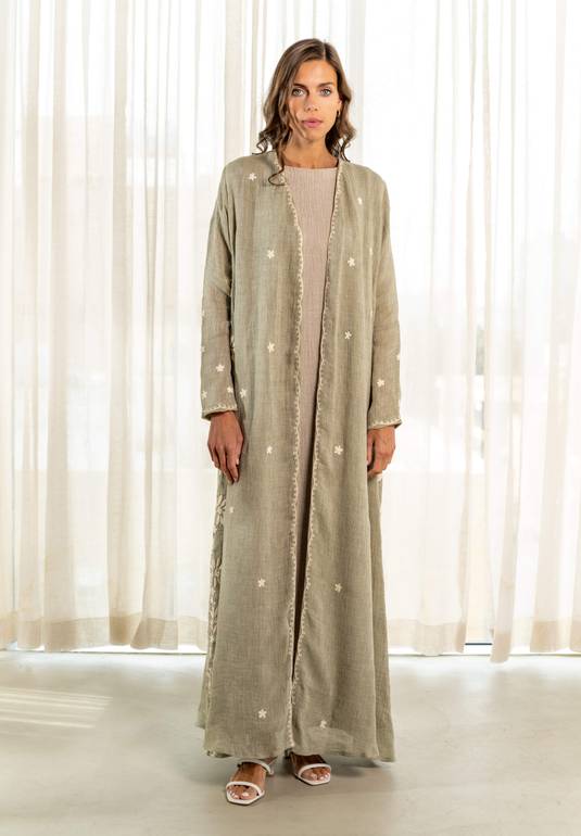 Lenin abaya with floral hand embroidery