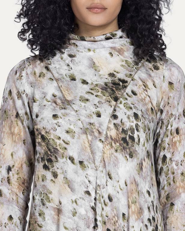 High neck printed dress