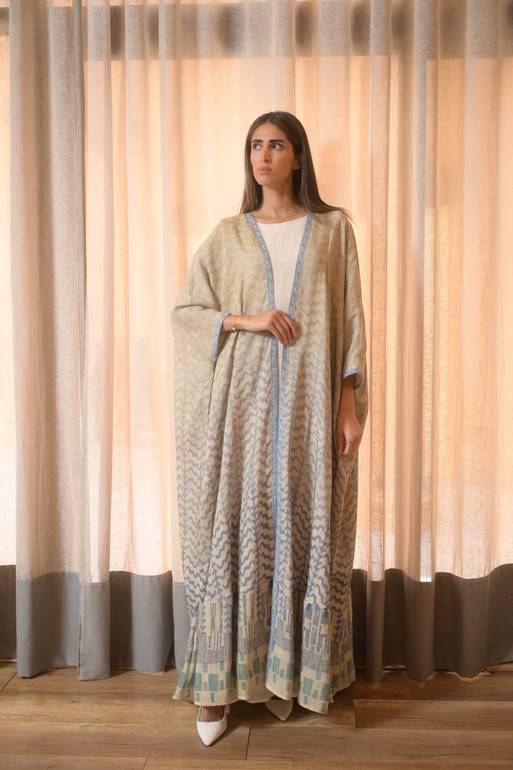 printed linen bisht
