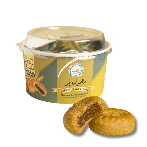 Maamoul wheat with luxurious olive oil without added sugar, round package with transparent cover paper, 350 grams