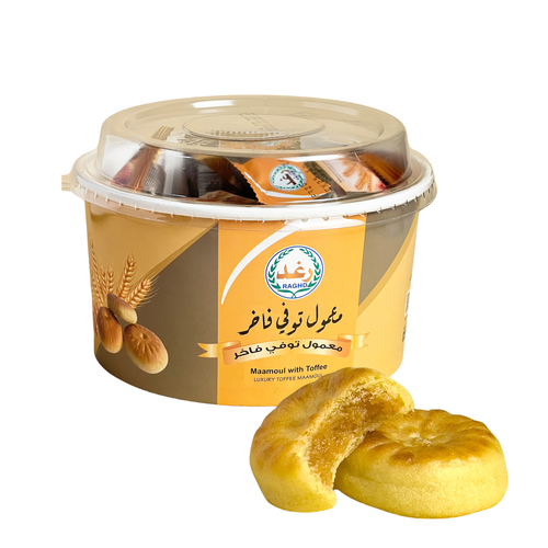 Maamoul Toffee, round packaging, transparent cover, 350 grams