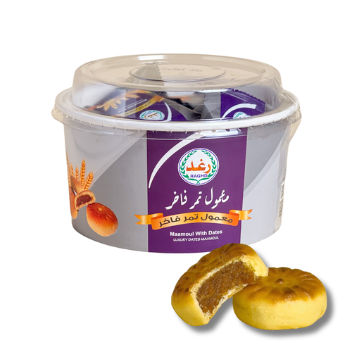 Maamoul dates luxurious, round package, transparent cover paper, 350 grams