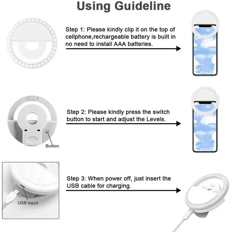 USB Powered LED Selfie Ring Light with Phone Lens for iPhone Samsung Xiaomi Huawei Mobile Phone Photography Selfie Lamp Accessor