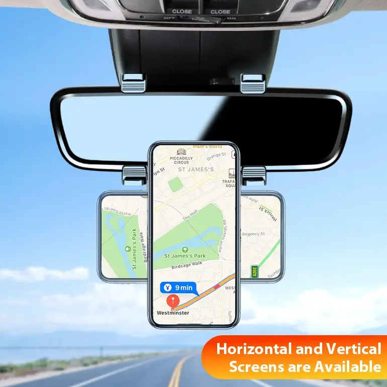 Universal Car Phone Holder Magnetic Rotatable Adjustable Rearview Mirror Navigation Stand Auto Interior Accessories