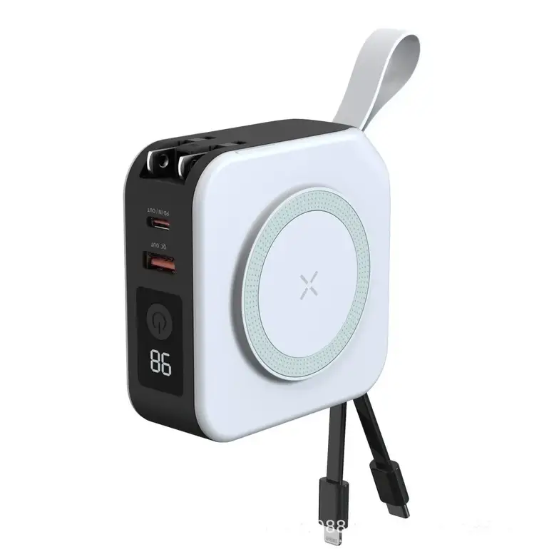 Magnetic wireless charging bank comes with cable and plug PD22.5W 10000mAh compact and portable charger iphone 14 mini powerful