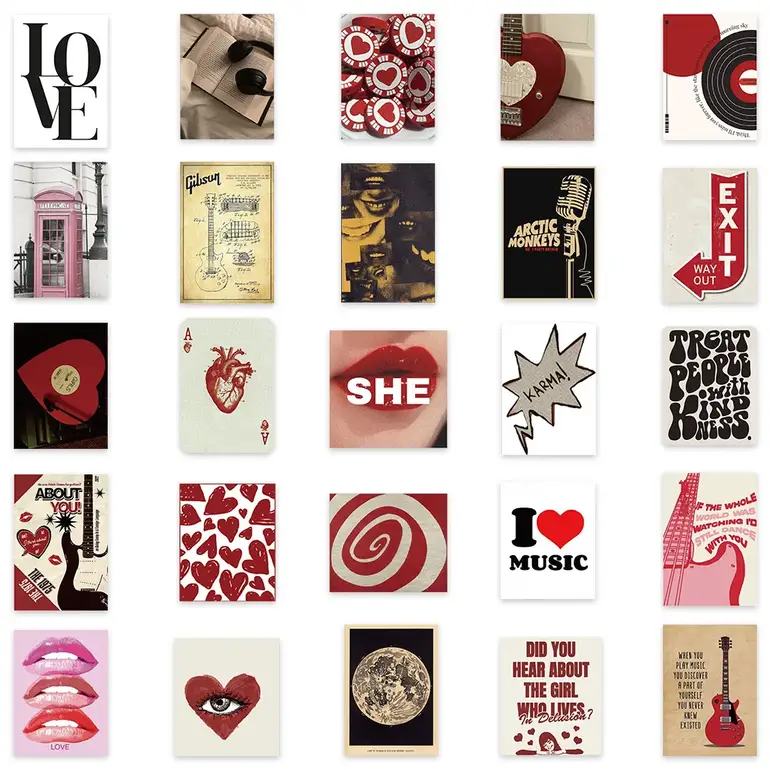 50Pcs Retro Y2K Girls Stickers Downtown Y2K DIY Stickers Scrapbooking Phone Luggage Skateboard Waterproof Decals