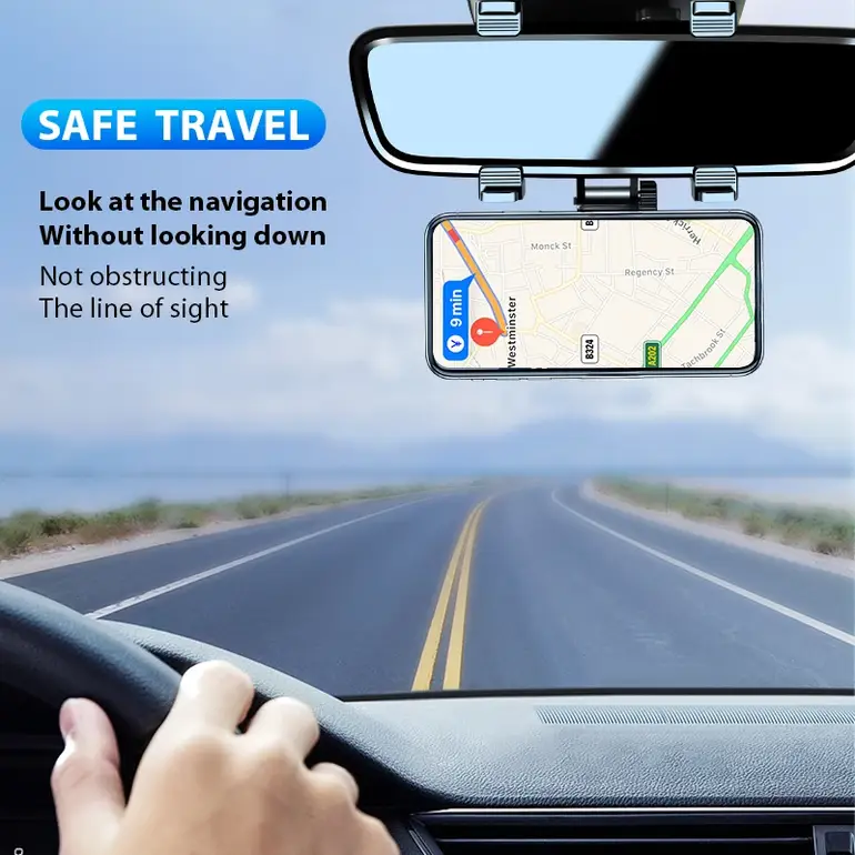 Universal Car Phone Holder Magnetic Rotatable Adjustable Rearview Mirror Navigation Stand Auto Interior Accessories