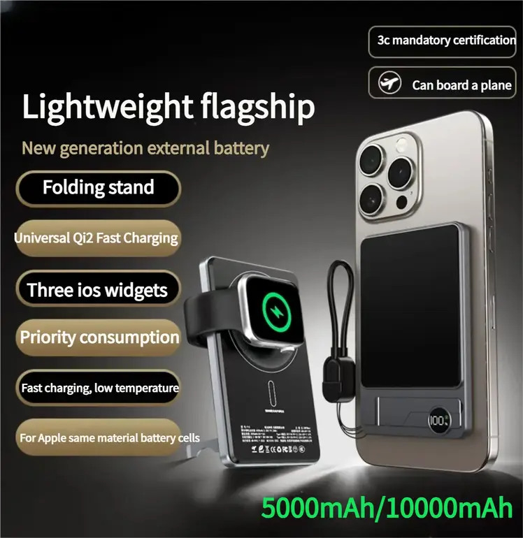 10000mAh Magnetic Power Bank Super Slim 20W Wireless Fast Charging External Battery for For iWtach MagSafe PowerBank for iPhone