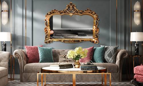 مرآة بإطار كلاسيكي فخم - مقاس 141x111cm