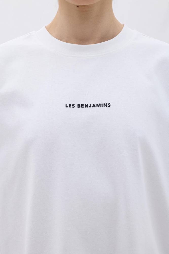 فستان 401 - أبيض - تيشيرت بطبعة الشعار - Les Benjamins - تركي أصلي