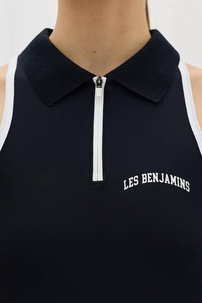فستان صوفيا 002 - أسود - قصة ضيقة بياقة بولو - Les Benjamins - تركي أصلي