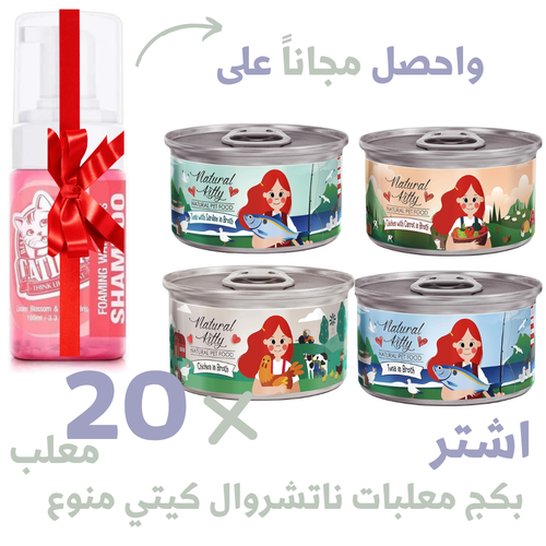 بكج معلبات ناتشورال كيتي منوع 20 معلب 