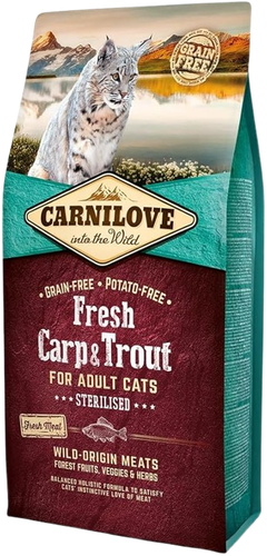 Carnilove Dry Cat Food with Carp and Spotted Salmon for Neutered Adult Cats, 2 kg