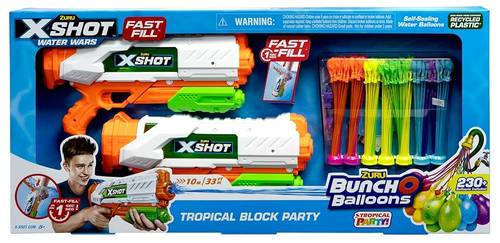 XSHOT Tropical Block Party Pack of 2 Fast Fill Blaster Drenching Outdoor Toy Water Gun Shooting Game Fun for Kids  ...