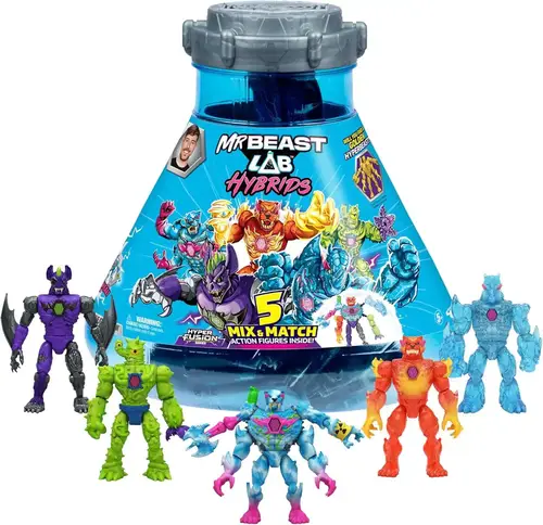مجموعة شخصيات الحركة من سلسلة MrBeast Lab Hybrids Hyper Fusion، قابلة للمزج والمطابقة، 5 قطع