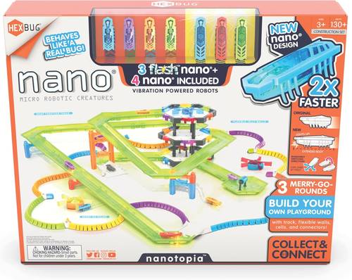 HEXBUG Flash Nano nanotopia - Colorful Sensory Playset for Kids - Build Your Own Playground - Over 130 Pieces and Batteries Included