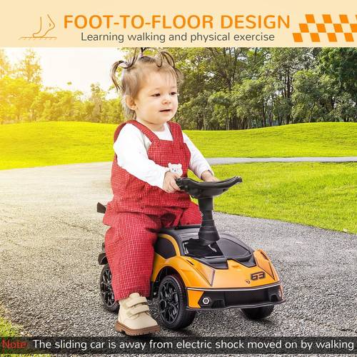 عربة اطفال لامبورجيني قابلة للدفع برتقالي ميجاستار Megastar - Ride-on Lamborghini Push-Along Stroller W/ Music - Orange