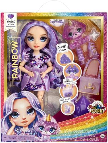Rainbow High Fashion Doll with Slime & Pet - Violet (Purple) - 28 cm Shimmer Doll with Sparkle Slime, Magical Pet and Fashion Accessories - Kids Toy - Great for Ages 4-12 Years