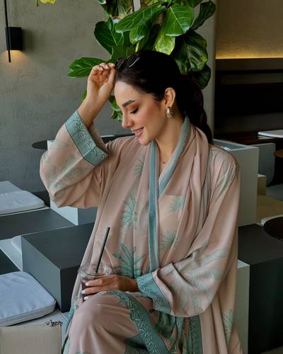 Palm Abaya with Trouser - Green