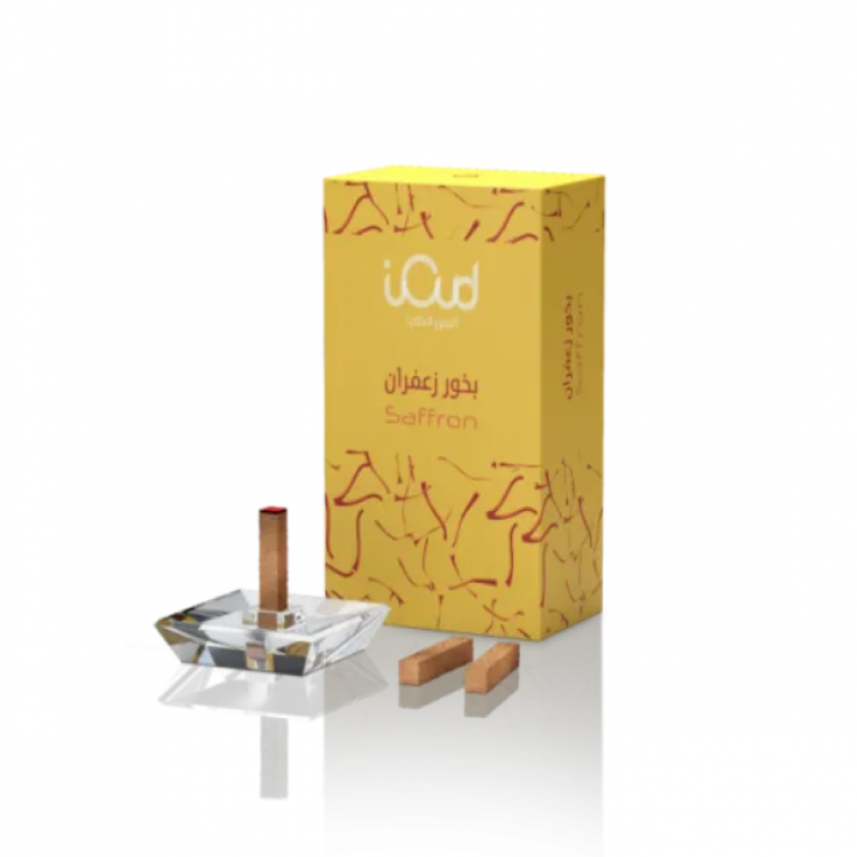 اي عود - البخور الذكي بخور الزعفران الفاخر مع بودرة الكليمنتان