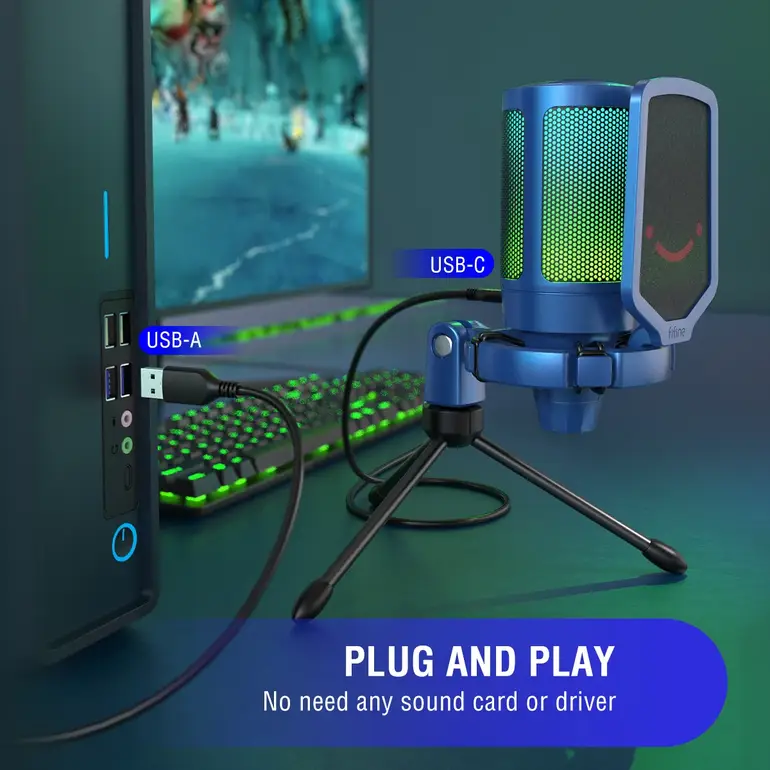 ميكروفون FIFINE A6V USB للألعاب والبث - RGB