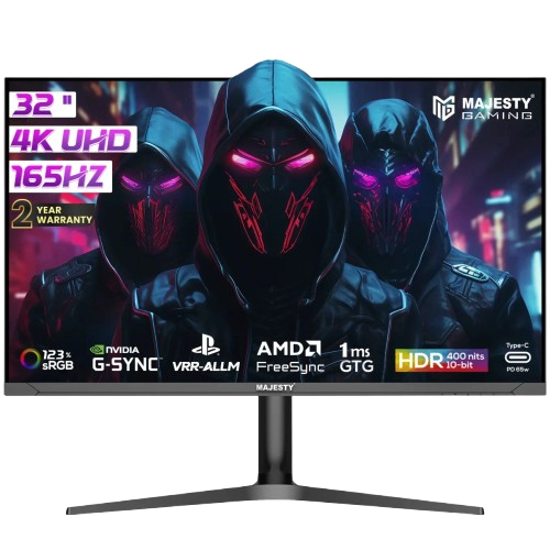شاشة ألعاب قيمنق ماجيستي 32 بوصة 4K UHD IPS، 165Hz، 1ms، HDR، G-SYNC & FreeSync