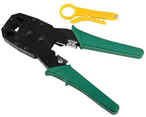 RJ45 CAT5 Network LAN Cable Crimper Plier With Stripping And Punch Down Tool Green/Black/Yellow 195x70millimeter