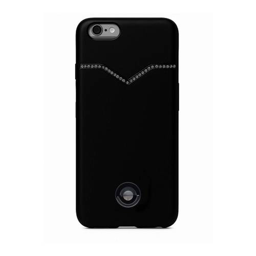 باور بانك بطارية احتياطية خارجية ذات سطح أملس مع حامل لجهاز iPhone 6 - أسود