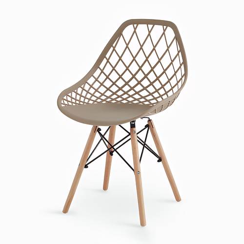 Modern Style Mid Century Design Chair with Mesh Back and Wood Legs for Dining Room, Living Room, Kitchen, Office