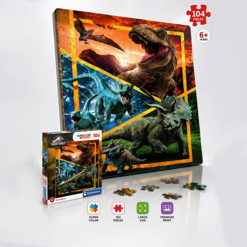 Jurassic World Puzzle for Kids, 104 Pieces, Educational Toy to Develop Intelligence in Children Aged 6 and Above.