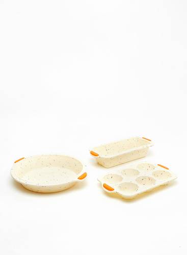 3Piece Oven Pan Set - Made Of Silicone - Baking Pan - Oven Trays - Cake Tray - Oven Pan - Cream/Sprinkles