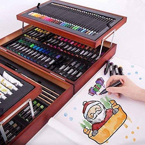 Mont Marte 174 Pieces Deluxe Art Set, Painting Art Supplies, Art Set in Wooden Box Include Acrylic, Oil, Watercolor Paints, Colored Pencils