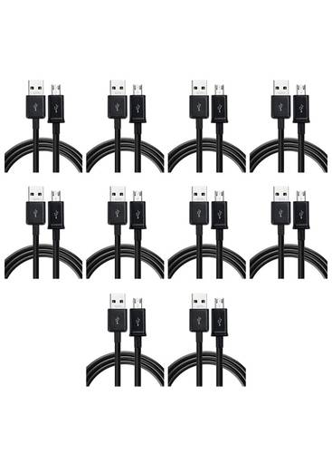 Micro USB Charger Cable for Samsung Galaxy S7 Edge, Black (10 Pieces)