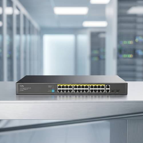 The Cudy GS1026PS2 Gigabit Fiber Switch is a 300W model with 24 PoE+ ports and 2 SFP ports for large network management.