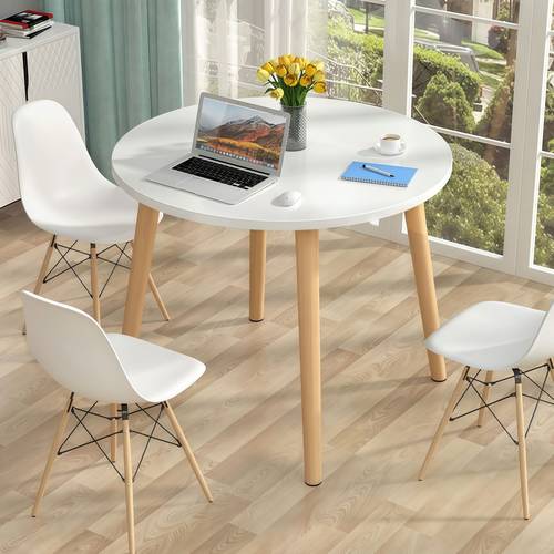 The best sets of round dining tables from Timey, made of strong wood, with comfortable chairs, versatile for home and office.