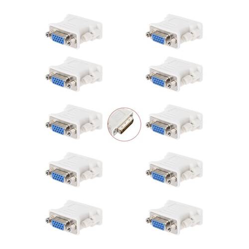  محول DVI 24 Pin ذكر إلى انثي VGA 15 Pin  أبيض (10 قطع)